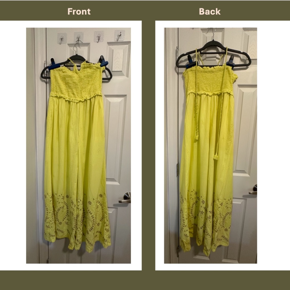 BY ANTHROPOLOGIE STRAPLESS EYELET JUMPSUIT- Size S